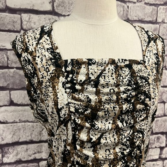 Style & Co Brown, Black & Ivory Sleeveless Blouse Size Large - Picture 2 of 10
